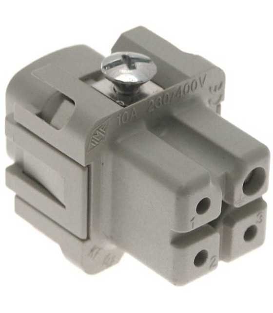 Connector Rectangular Female 3 Way + Grounding 10A spring Revos Mini