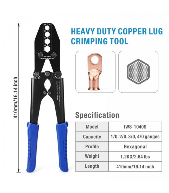 Pliers crimping for copper wire lugs 1/0-4/0 AWG copper crimping