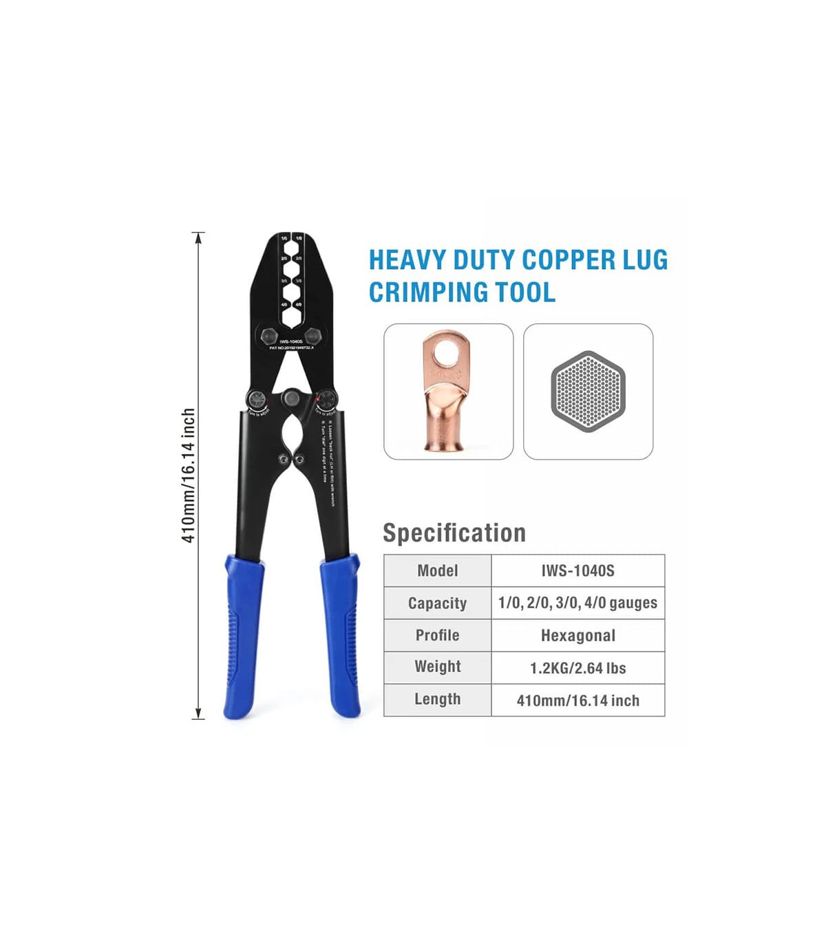 Pinza per capicorda in rame da 1/0-4/0AWG