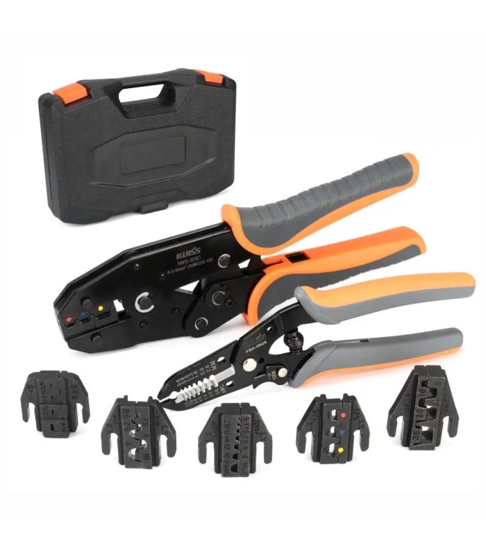 Ratchet crimping set for quick change jaws 8 pieces for AWG 22-2
