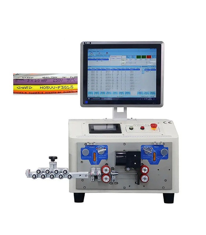 Automatic machine for cutting and stripping single-core cables (2-50 mm²) controlled by software + inkjet marker
