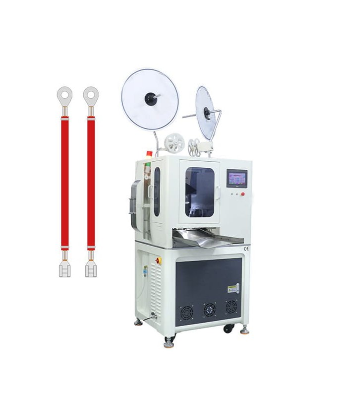 Stripping cutting machine, crimping on two sides for non-insulated terminals, 30mm stroke with protective cover