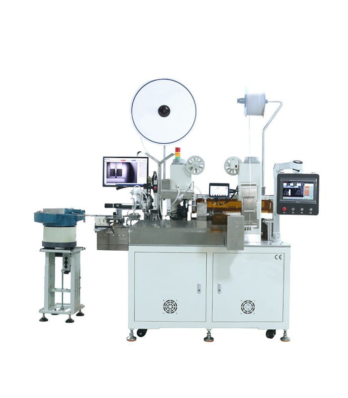 Automatic crimping machine, inserting the connector on one side