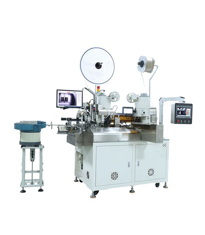 Macchina automatica per crimpatura, inserimento del connettore su un lato