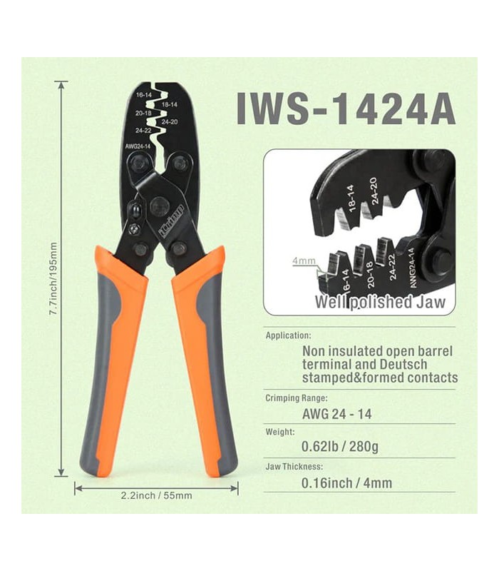 Crimping tool for non-insulated terminals (Molex, Delphi, AMP, Deutsch)