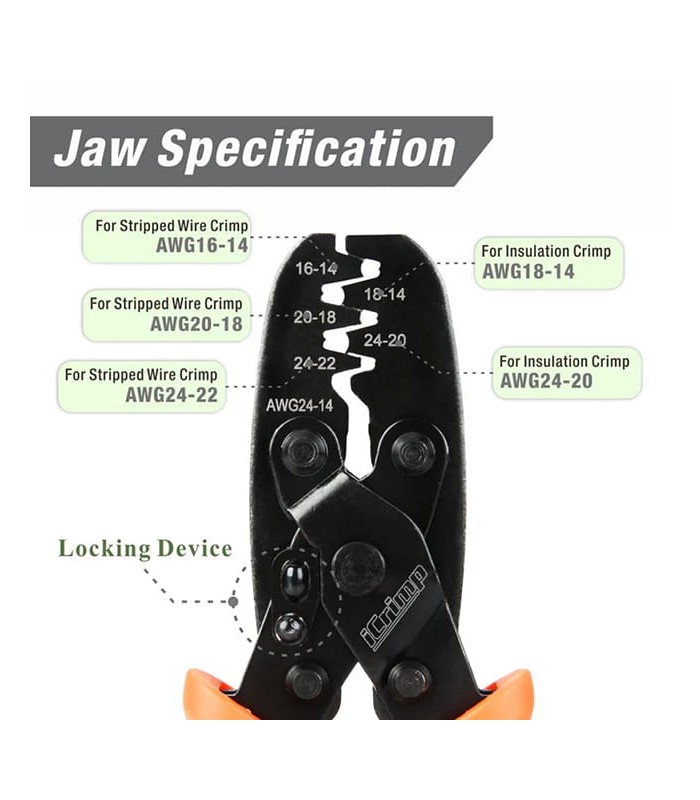 Crimping tool for non-insulated terminals (Molex, Delphi, AMP, Deutsch)