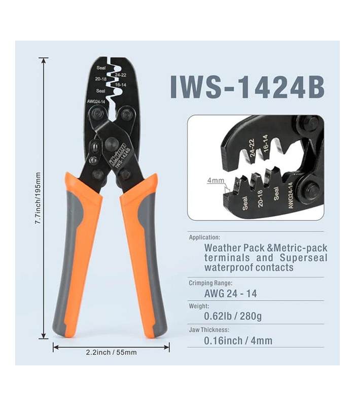 Crimping tool for non-insulated terminals (Weather Pack, Metri-Pack, Delphi, AMP/Tyco and Deutsch)