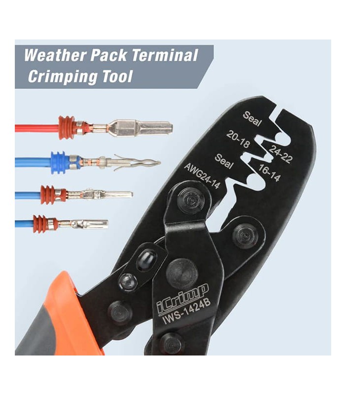 Crimpzange für nicht isolierte Kontakte (Weather Pack, Metri-Pack, Delphi, AMP/Tyco und Deutsch)