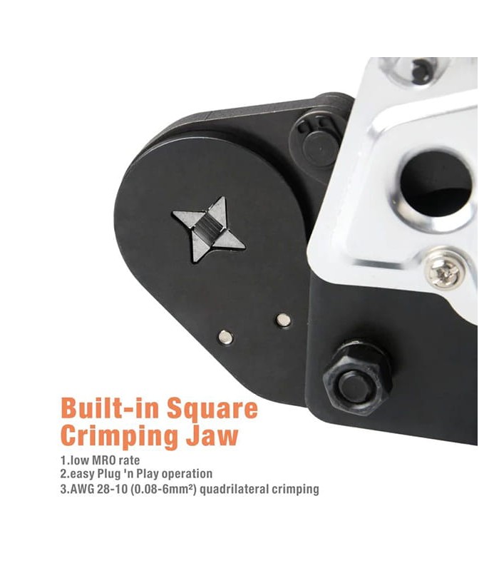 Pneumatic crimping tool for square crimping of cable end sleeves (0.25–6 mmq)