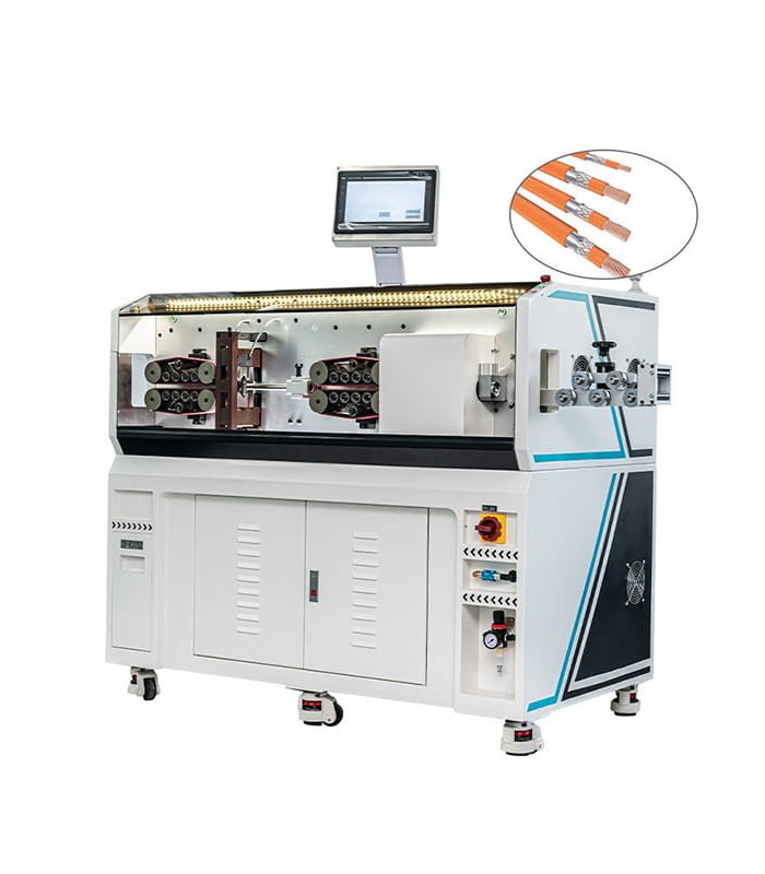 Máquina automática con cuchilla giratoria corta y pela cables unipolares, multipolares y coaxiales