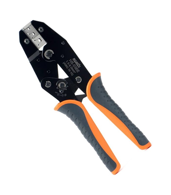 Ratchet crimping tool for faston terminals, forks and eyelets 1.0–6.0 mmq