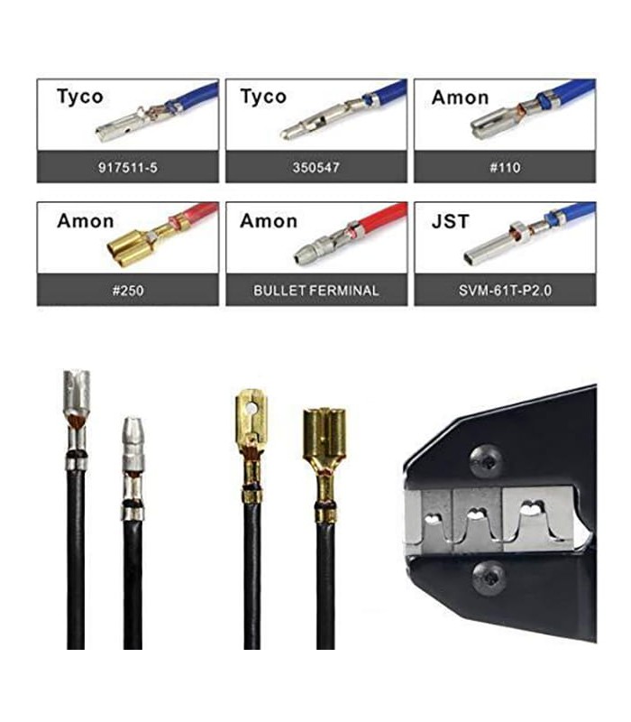 Ratchet crimping tool for faston terminals, forks and eyelets 1.0–6.0 mmq