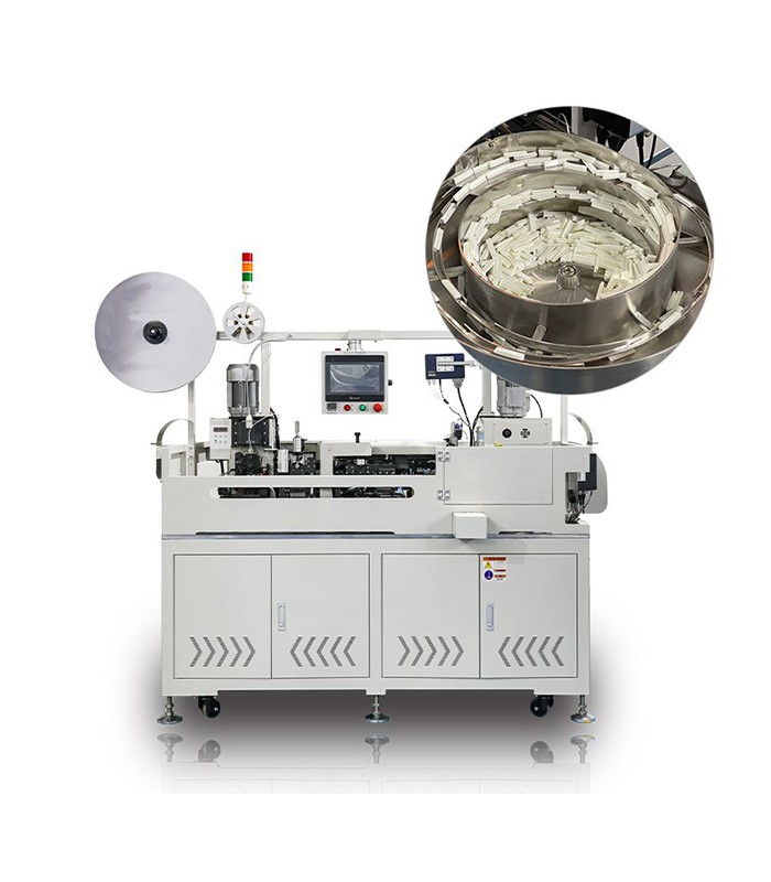 Automatic crimping machine, connector insertion on both sides