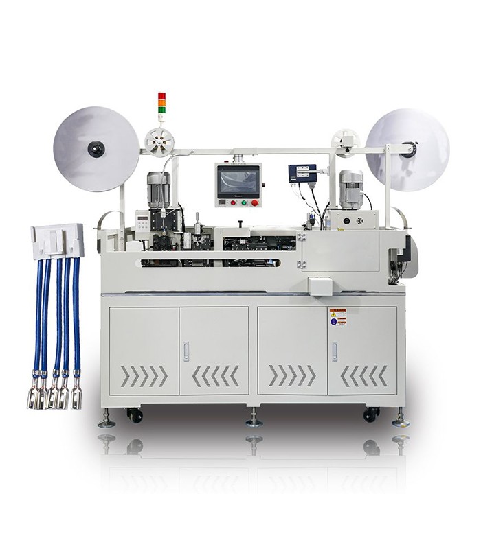 Máquina prensadora automática, inserción del conector por ambos lados.