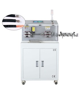 Automatic machine with rotating blade cuts and strips single-core cables up to 3 layers