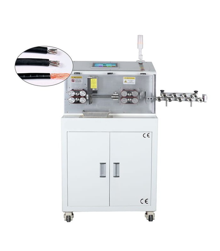 Máquina automática con cuchilla giratoria corta y pela cables unipolares de hasta 3 capas