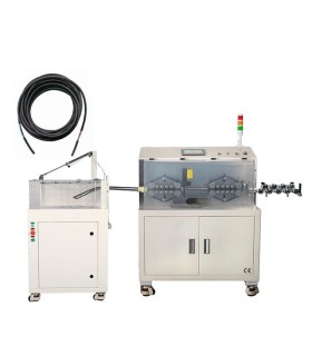 Máquina automática para cortar y pelar cables unipolares y multifilares con dispositivo de enrollado automático
