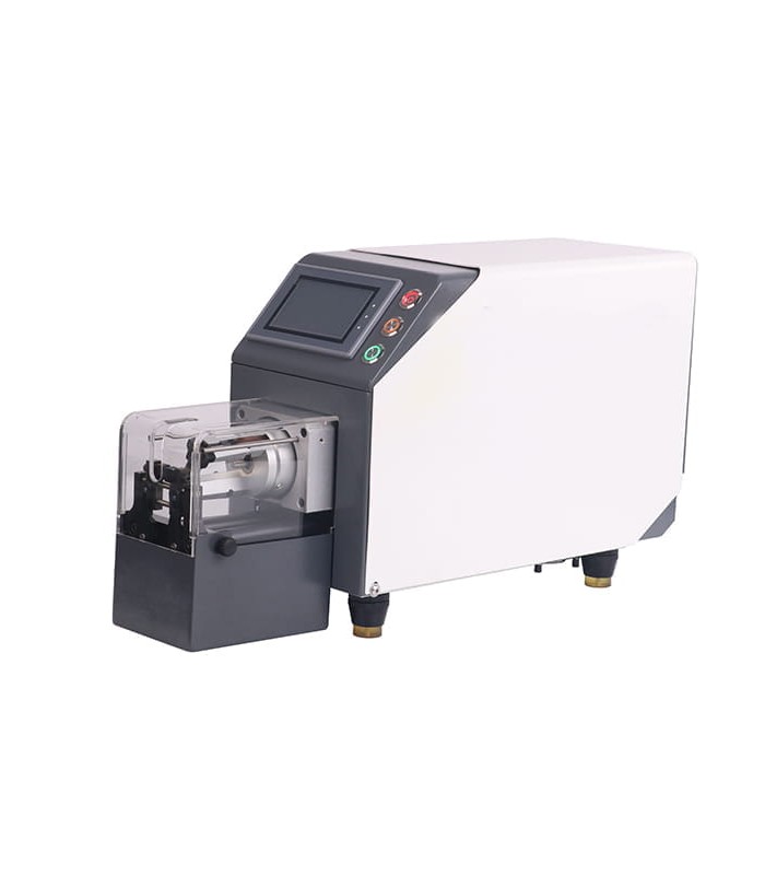 Wire stripping machine for coaxial cables and single-core cables with cable cutting function