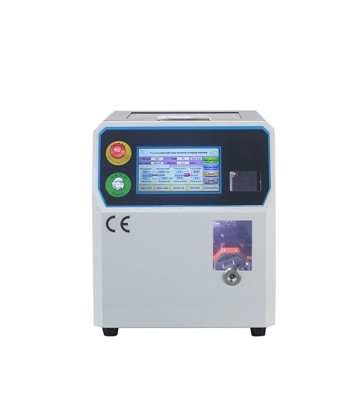 Automatische Abisolier- und Crimpmaschine für isolierte Aderendhülsen (0,3 - 16 mmq)