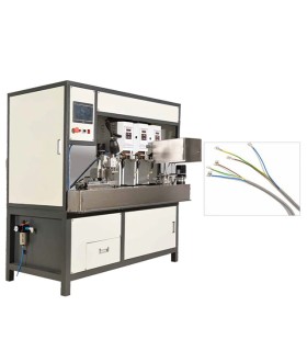 Machine for automatic cutting to size, stripping and crimping of multi-core cables up to 3 poles