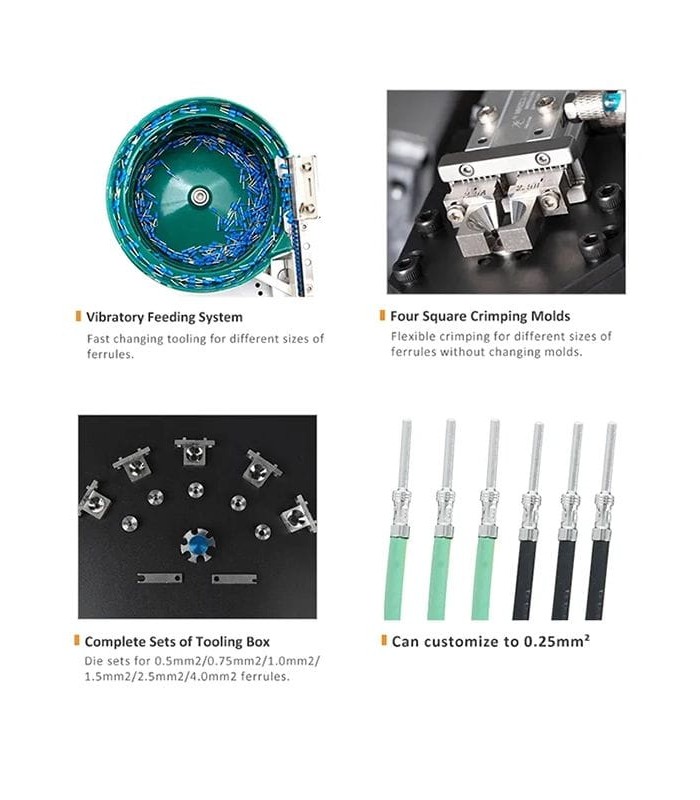 Machine for automatic stripping of cable and crimping of turned terminals (0.5 - 4 mmq)