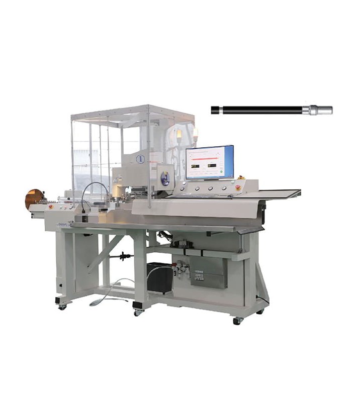 Macchina automatica per spelature e crimpatura di terminali a cavi fotovoltaici (su un lato)