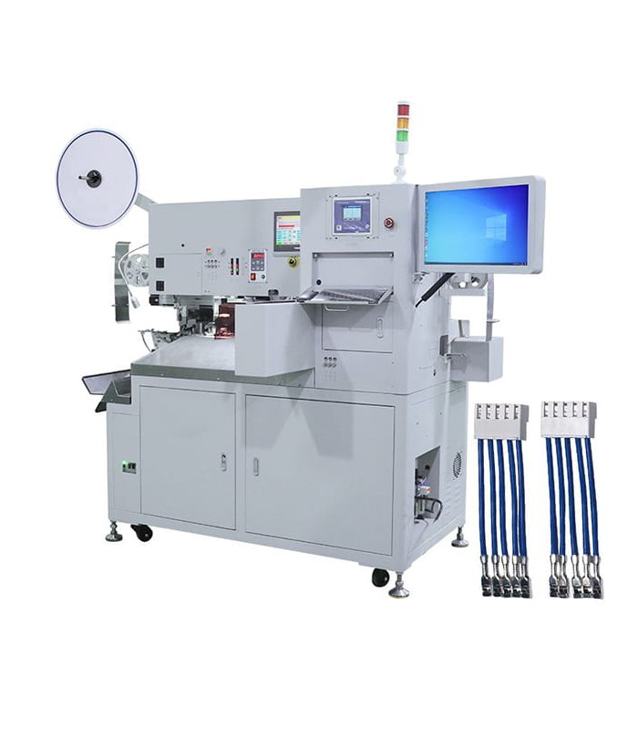 Automatic crimping machine, inserting the connector on one side