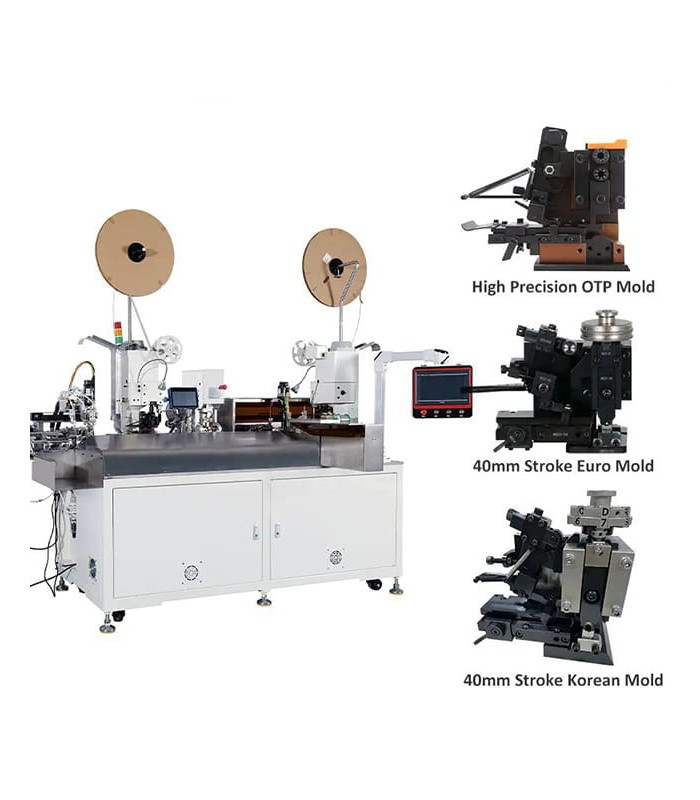 Automatic crimping machine, inserting the connector on one side