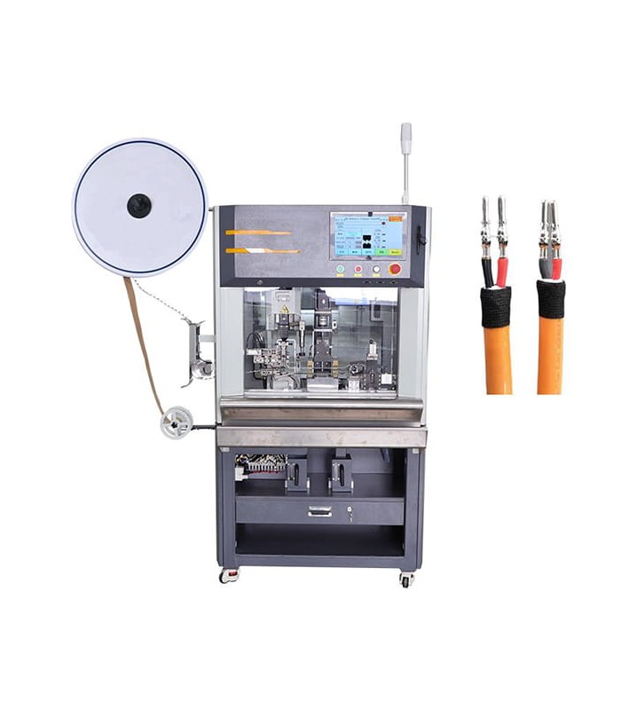 Automatische Maschine zum Schneiden, Abisolieren und Crimpen von mehradrigen Kabeln (3 - 25 mm)