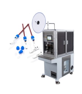 Macchina semiautomatica per spelatura e crimpatura di terminali con inserimento di connettori impermeabili