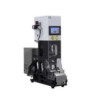 Máquina automática para engarzar caucho en cable