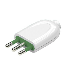 Spina Italiana 2P+T 10A S11 Bianca Uscita Cavo Dritto