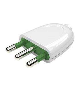 Spina Italiana 2P+T 16A S17 Bianca Uscita Cavo Dritto