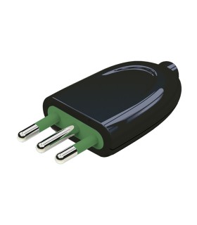 Italienisch Stecker 2P+T 10A S11 Schwarz Gerader Kabelausgang