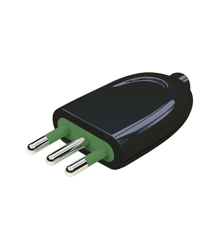 Italienisch Stecker 2P+T 10A S11 Schwarz Gerader Kabelausgang