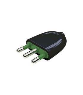 Spina Italiana 2P+T 16A S17 Nera Uscita Cavo Dritto