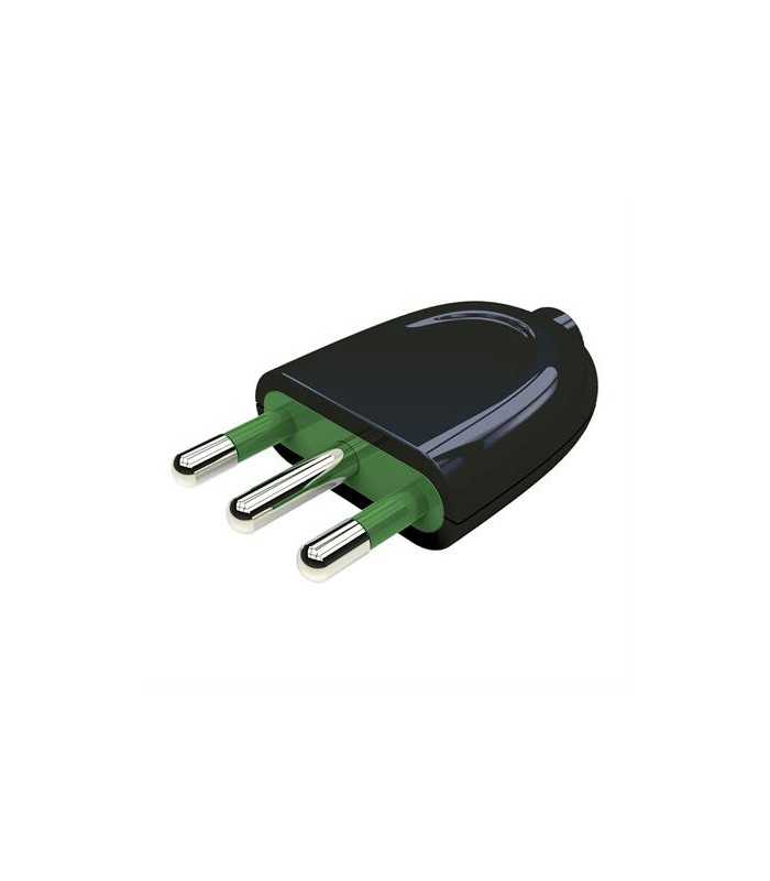 Spina Italiana 2P+T 16A S17 Nera Uscita Cavo Dritto