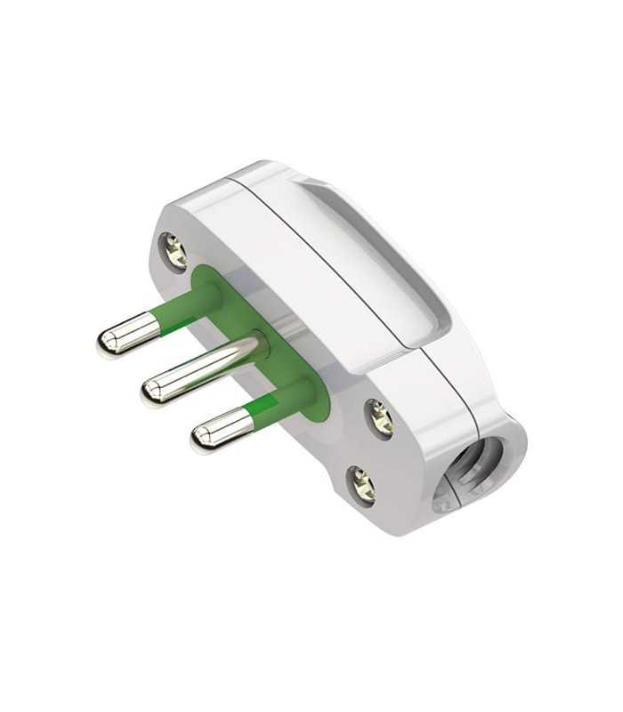 Italian plug Flat 2P+T 16A SPA17 White Cable Exit 90°