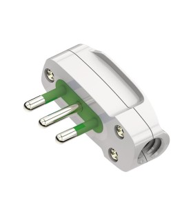 Spina Italiana Piatta 2P+T 10A SPA11 Bianca Uscita Cavo 90°