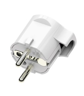SCHUKO-Stecker FR/DE 16A+T mit Platzsparendem Stecker, Farbe Weiß