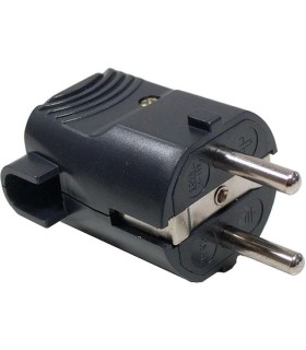 SCHUKO-Stecker FR/DE 16A+T mit Platzsparendem Stecker, Farbe Schwarz