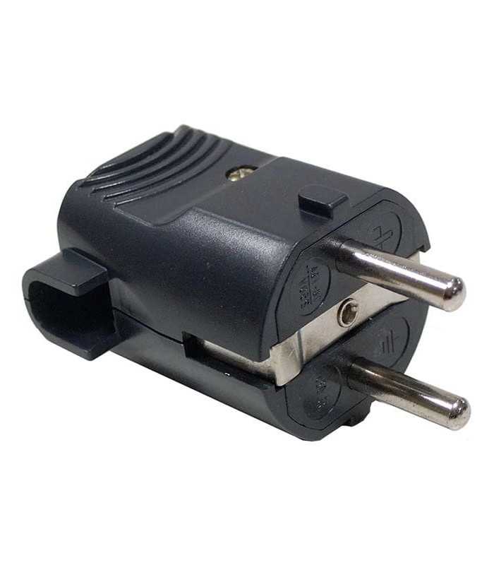 Enchufe SCHUKO FR/DE 16A+T con Enchufe Compacto, Color Negro