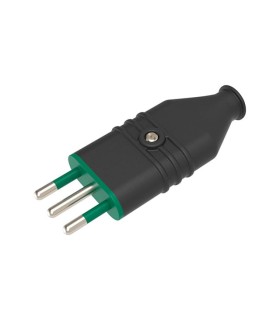 Spina antischiacciamento 10A 2P+T IN PVC Colore Nero