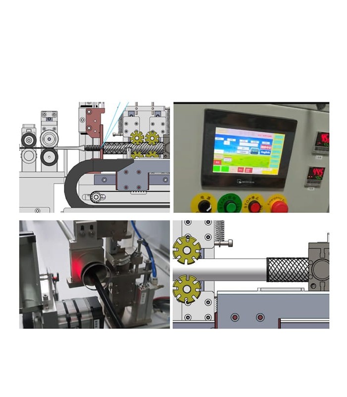 Automatische Maschine zum Schneiden und Einsetzen von Geflechtschläuchen (6 - 25 mm)