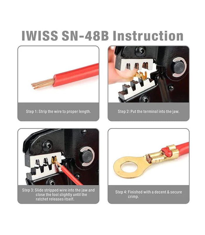 Herramienta de crimpado para terminales no aislados (Dupont, JST, Molex, Faston, AMP, TE)