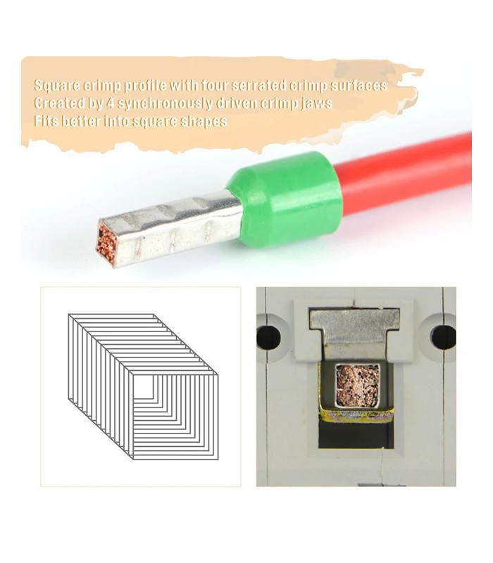 Pinza per la crimpatura quadrata di capicorda a bussola (0.25 - 6 mmq)