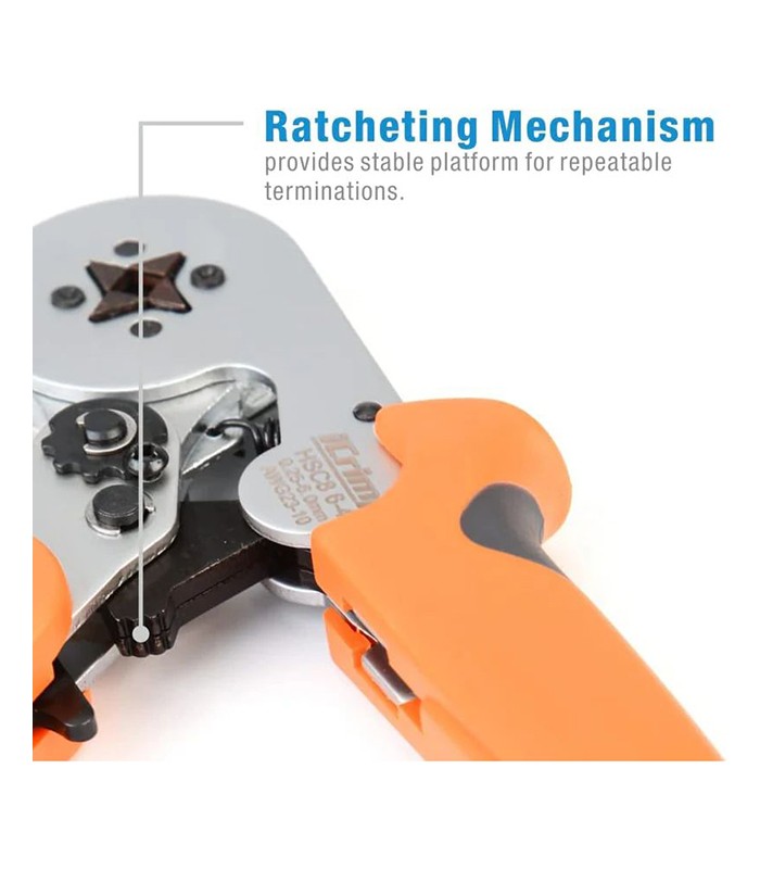 Crimping tool for square crimping of end sleeves ferrules (0.25 - 6 mmq)