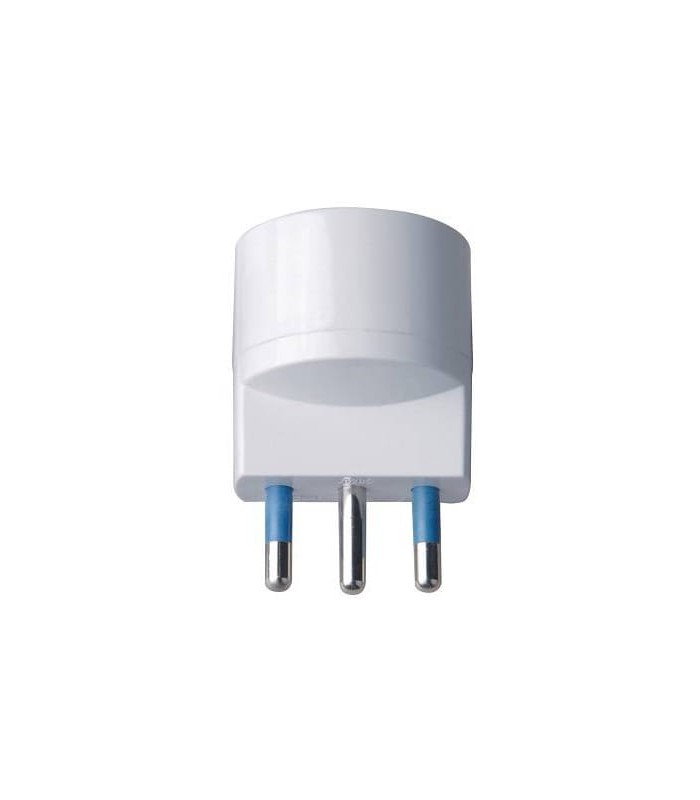 Adaptador de enchufe 16A 2P+T con toma Schuko + 10A 2P+T color blanco