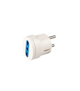 Adaptateur de prise Schuko avec prise italienne bipasso 10/16A 2P+T blanc