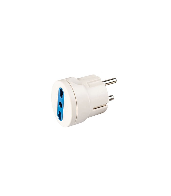 Schuko plug adapter with 10/16A 2P+T dual Italian socket white